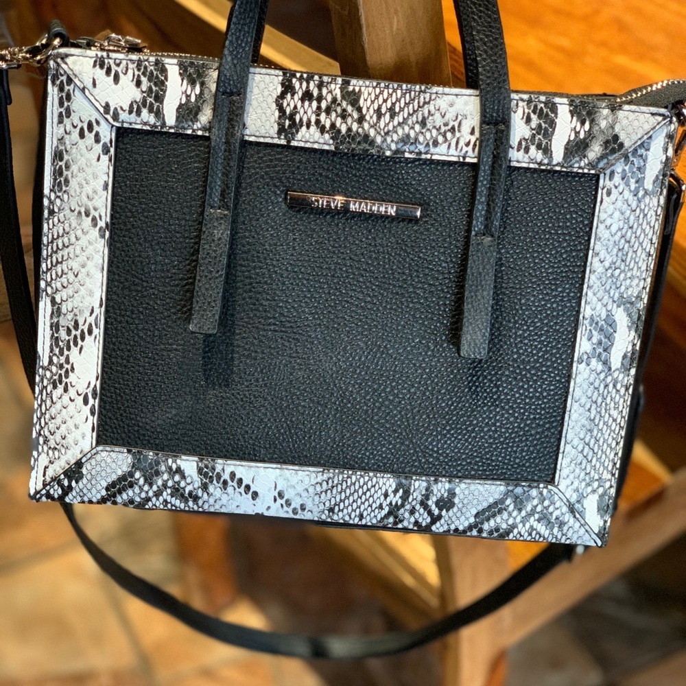 Steve Madden Black Snakeskin Bag EUC